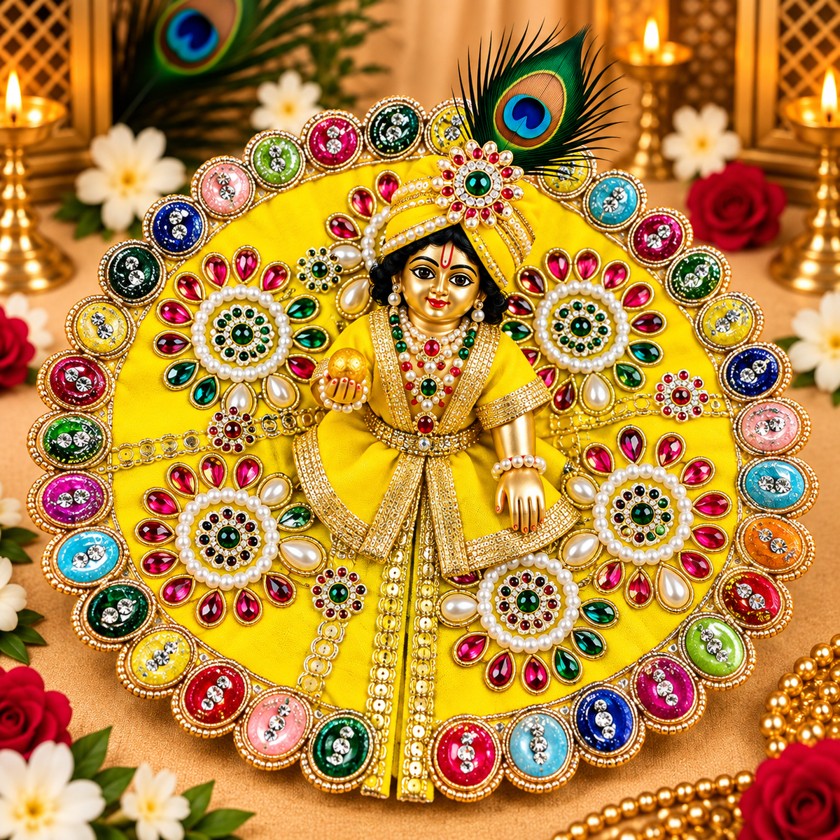 Vrajika Divine Poshak for Laddu Gopal Ji, Size 3