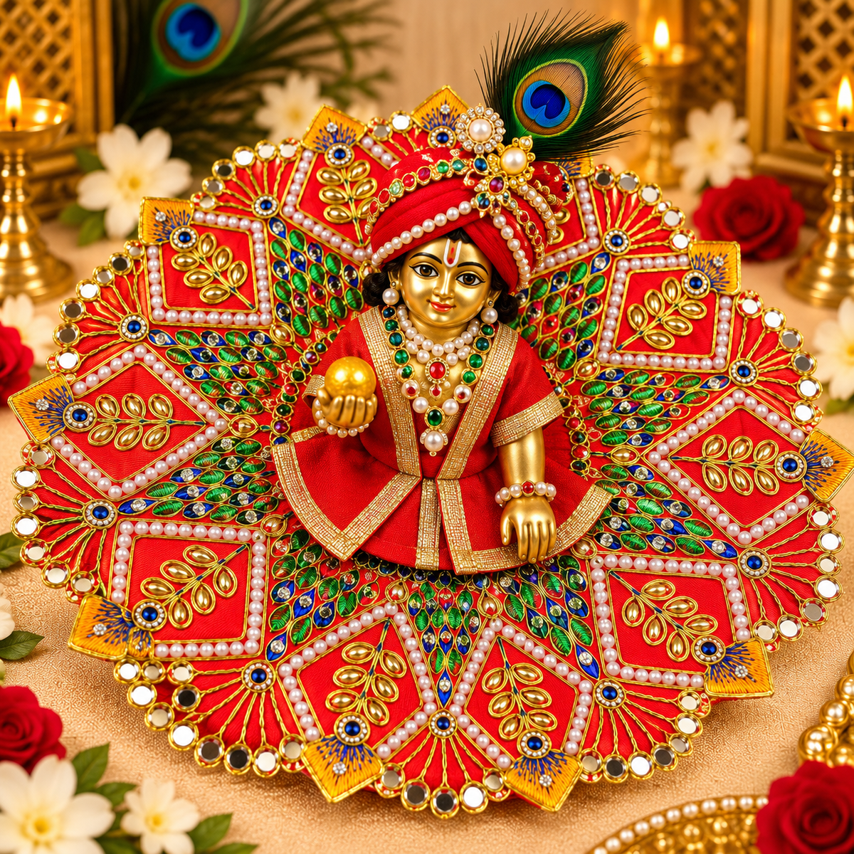 Vrajika Divine Poshak for Laddu Gopal Ji, Size 6
