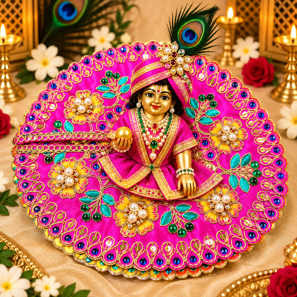 Vrajika Divine Poshak for Laddu Gopal Ji, Size 4