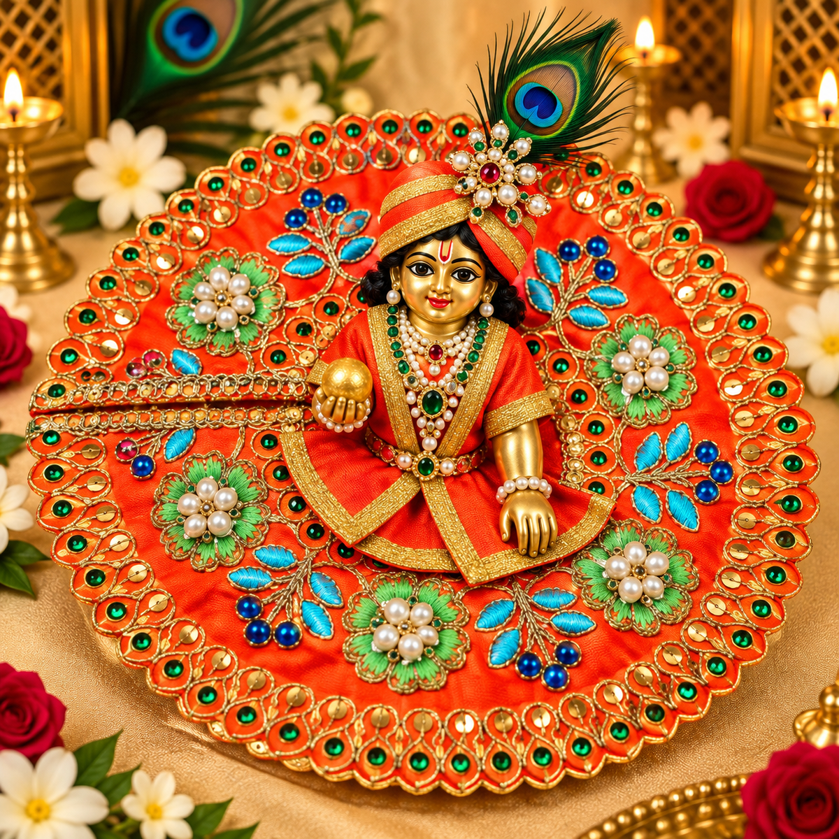 Vrajika Divine Poshak for Laddu Gopal Ji, Size 4