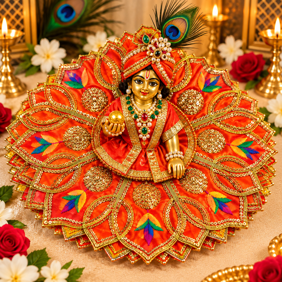 Vrajika Divine Poshak for Laddu Gopal Ji, Size 5