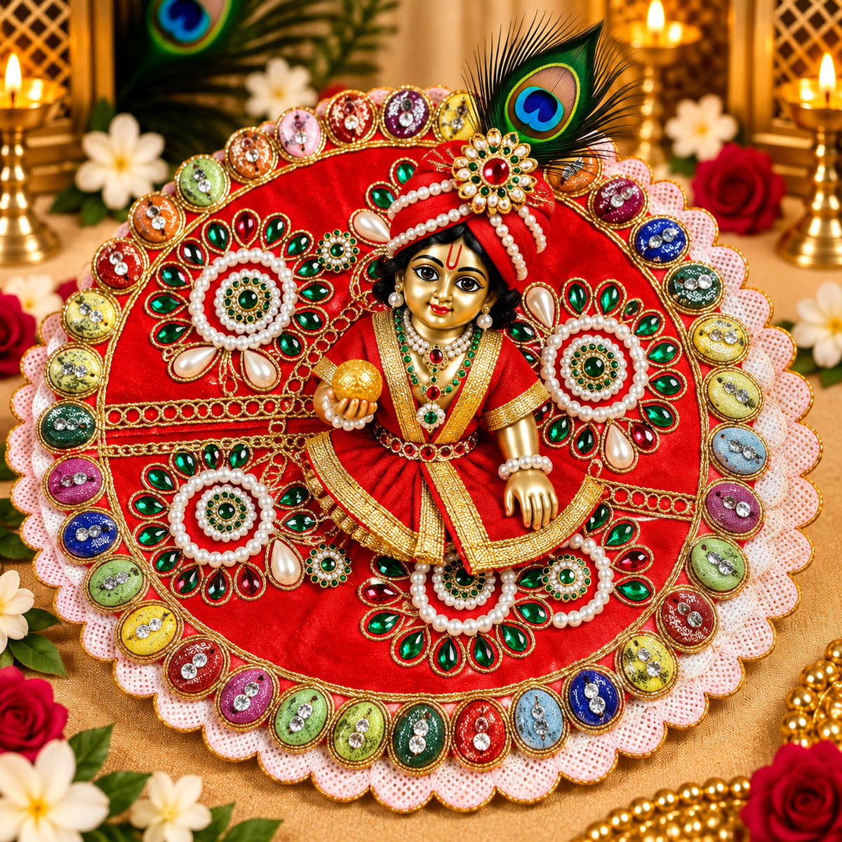Vrajika Divine Poshak for Laddu Gopal Ji, Size 3