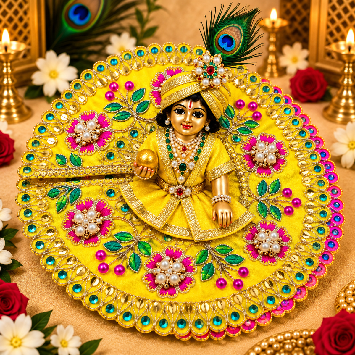 Vrajika Divine Poshak for Laddu Gopal Ji, Size 4