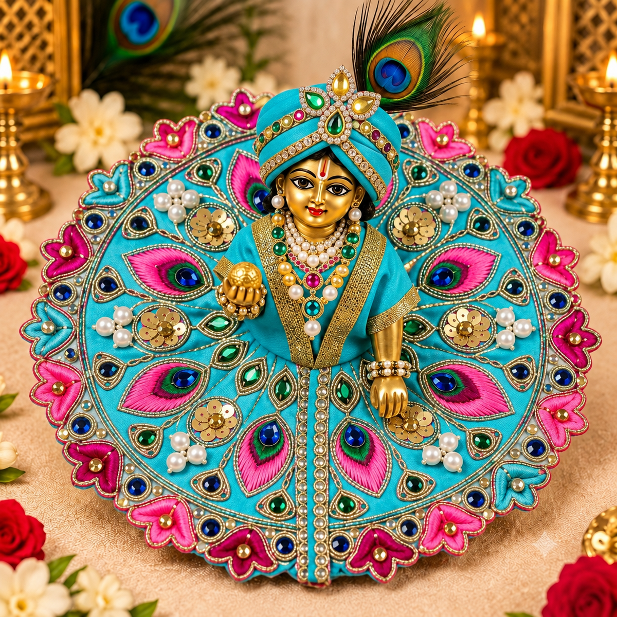 Vrajika Divine Poshak for Laddu Gopal Ji, Size 2