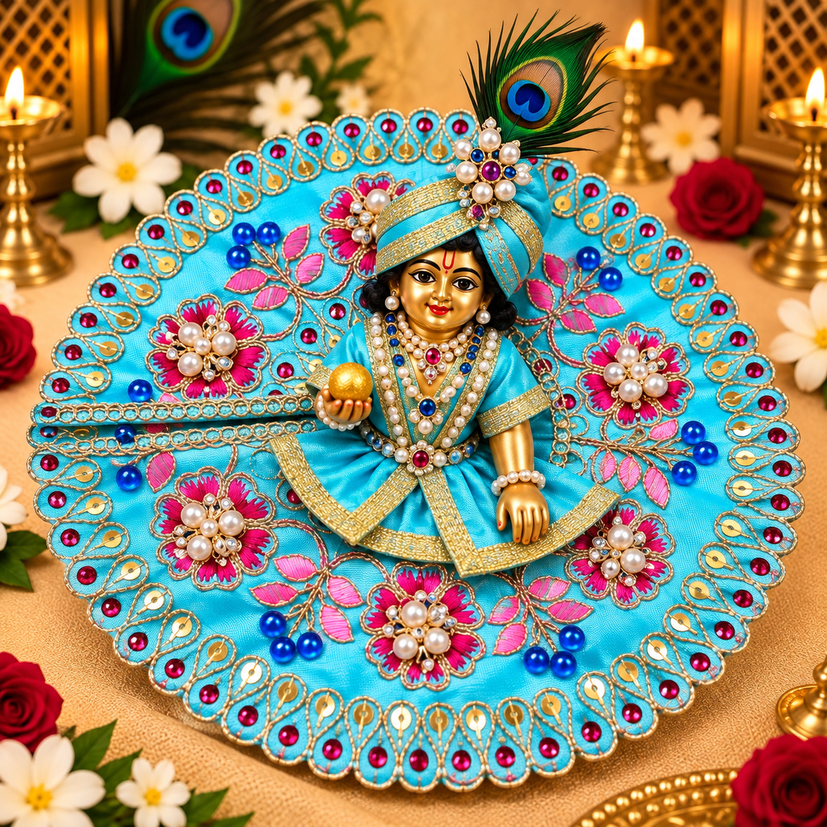 Vrajika Divine Poshak for Laddu Gopal Ji, Size 4