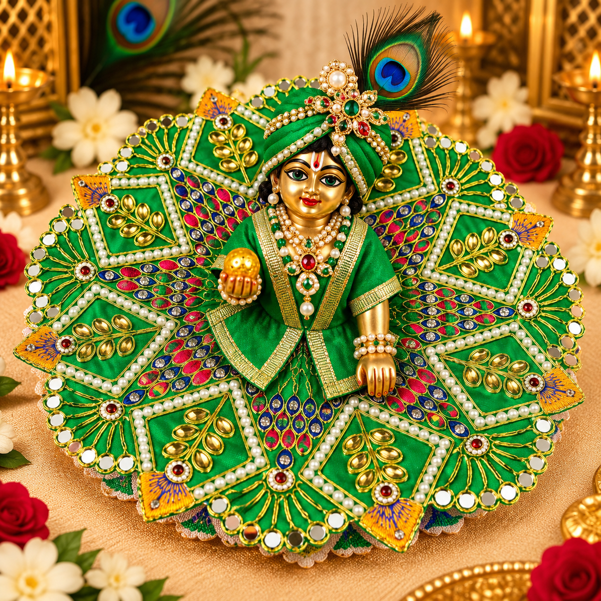 Vrajika Divine Poshak for Laddu Gopal Ji, Size 6